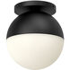 Monae 1 Light 9.88 inch Black/Opal Glass Flush Mount Ceiling Light