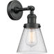 Franklin Restoration Small Cone LED 6 inch Matte Black Semi-Flush Mount Ceiling Light in Seedy Glass, Franklin Restoration