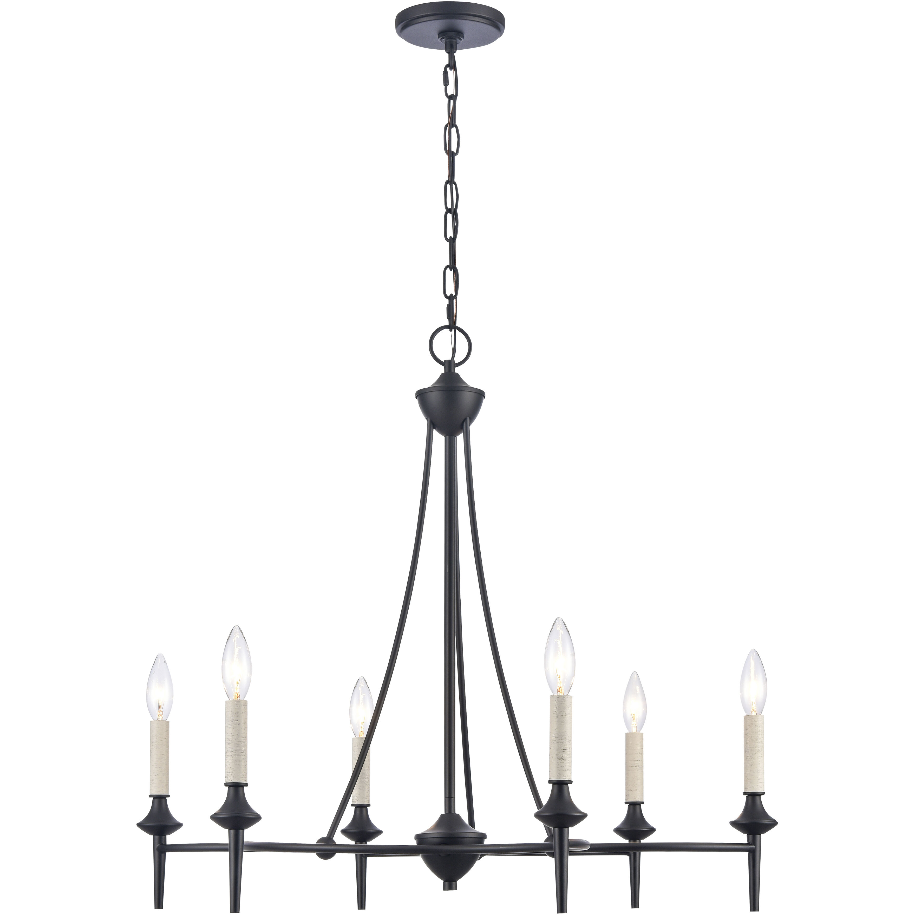 Solomon 6 Light 28 inch Matte Black Chandelier Ceiling Light