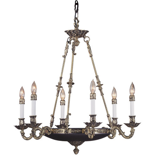 Napoleonic 6 Light 29 inch French Brass Dining Chandelier Ceiling Light