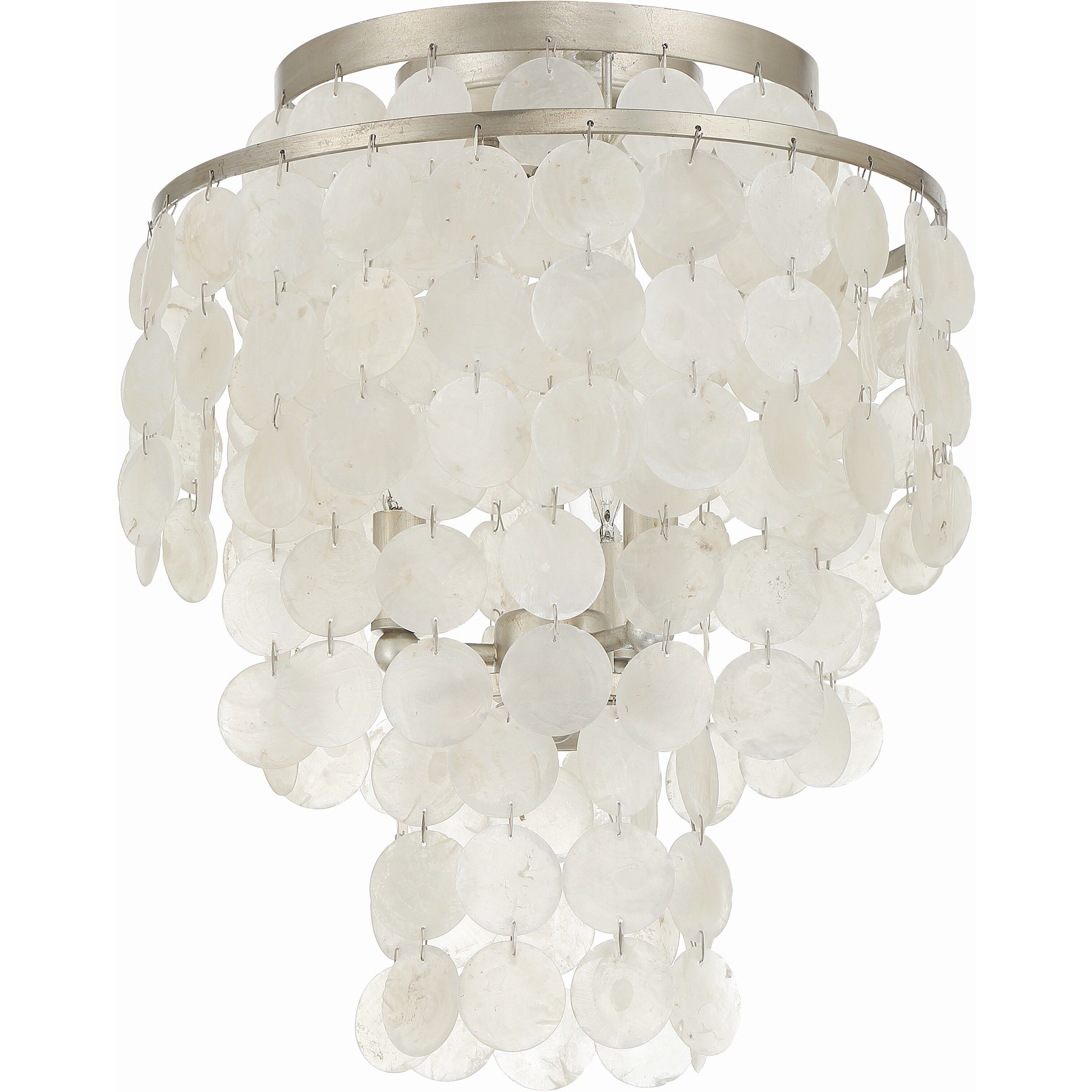 Brielle 3 Light 13 inch Antique Silver Flush Ceiling Light
