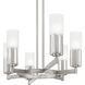 Cruz 6 Light 48 inch Brushed Nickel Linear Chandelier Ceiling Light, Large