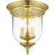Legacy 3 Light 12 inch Polished Brass Flush Mount Ceiling Light