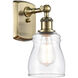 Ballston Ellery 1 Light 5 inch Antique Brass Sconce Wall Light in Incandescent, Clear Glass, Ballston