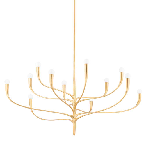 Labra 12 Light 52.25 inch Vintage Gold Leaf Chandelier Ceiling Light