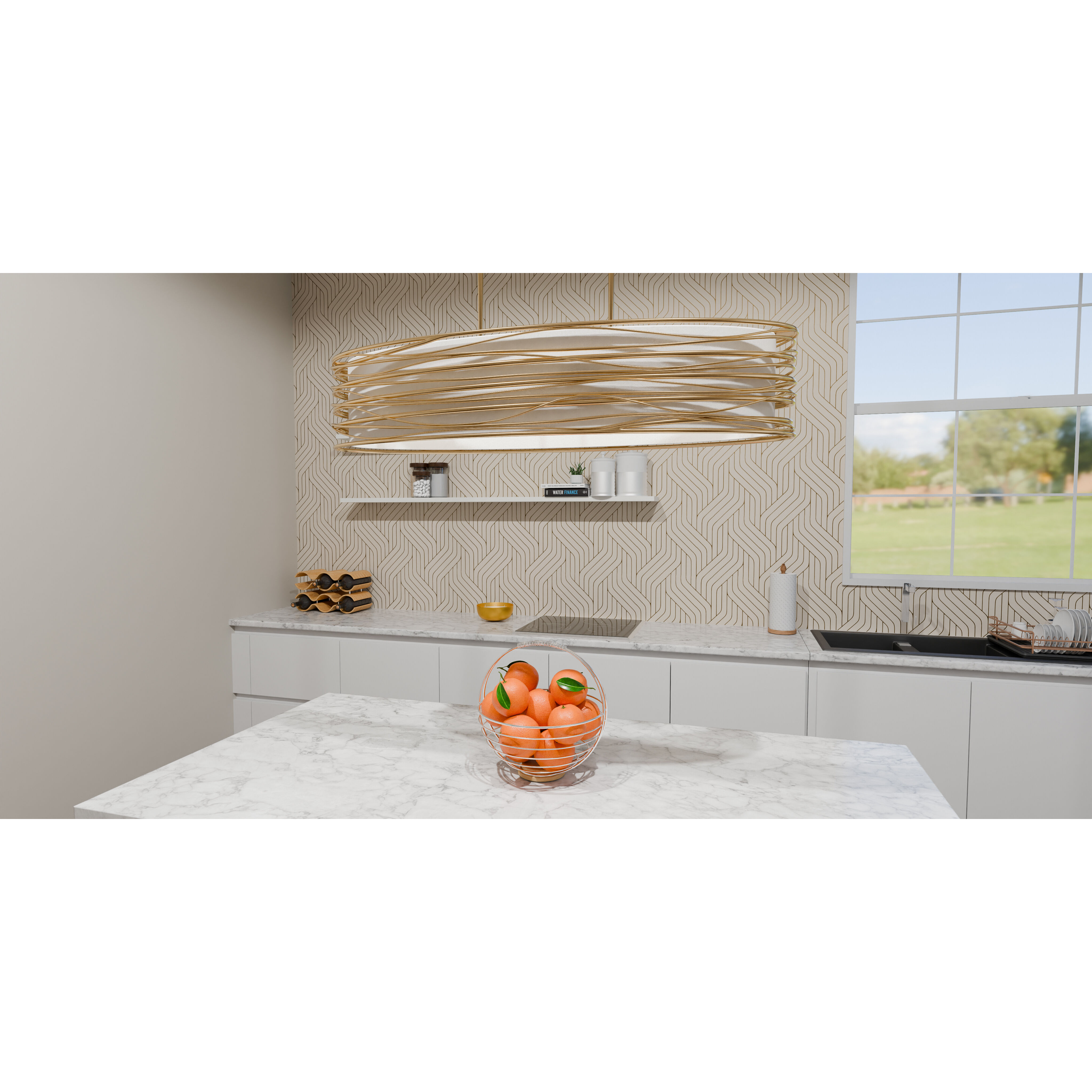 Spiral 5 Light 42 inch Light Gold Island Light Ceiling Light, Medium