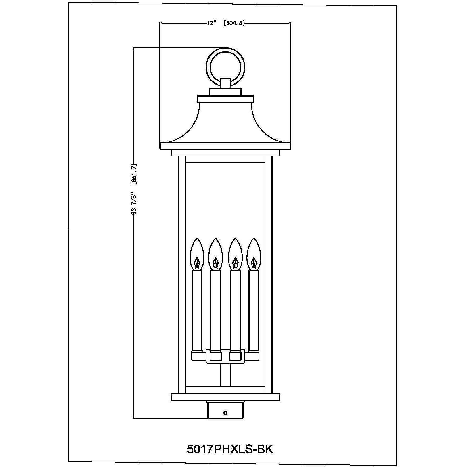 Tiberius 6 Light 34 inch Black Outdoor Post Mount Fixture in Clear Seedy Glass