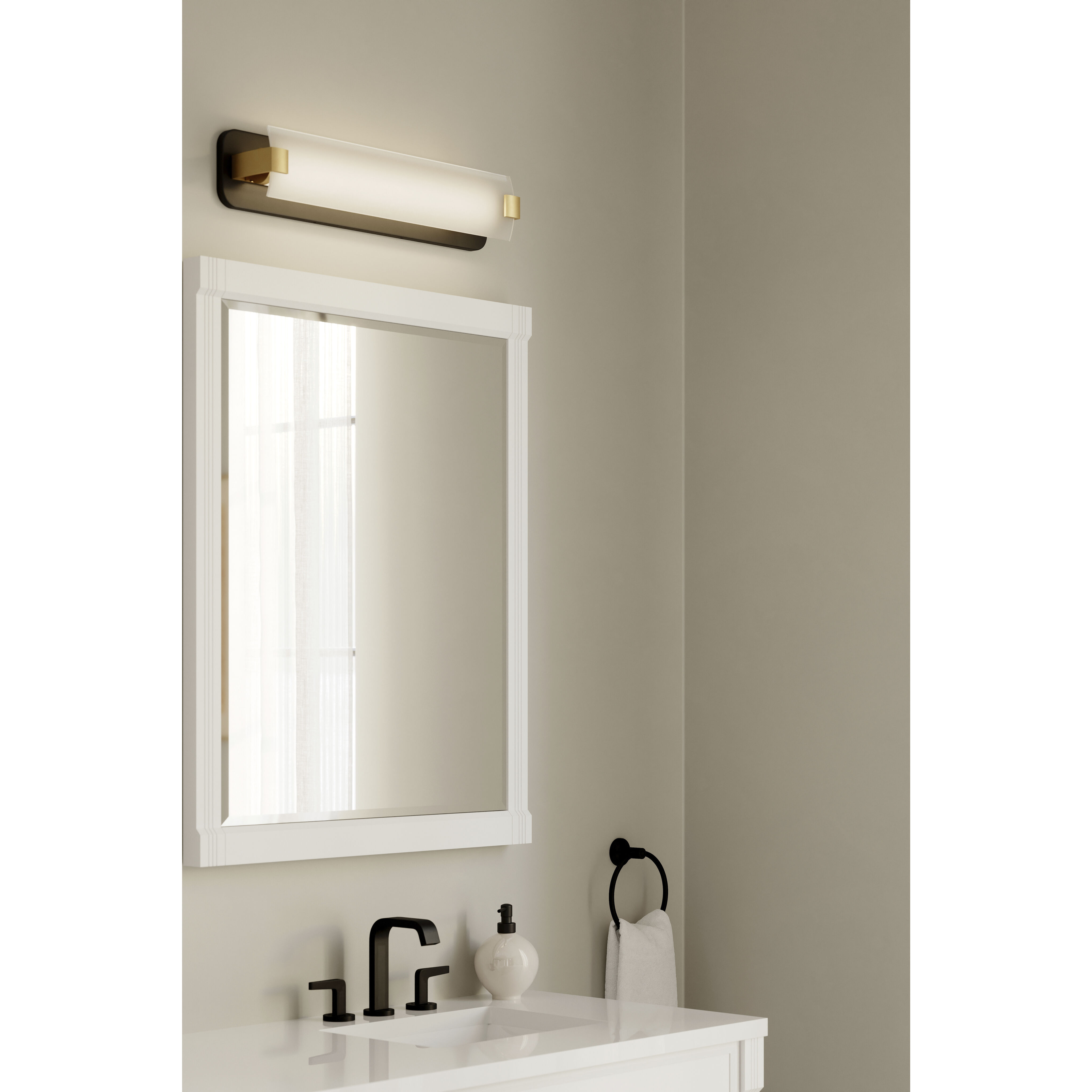 Arclume LED 24 inch Dark Matte Black and Legacy Brass Bath Bar Wall Light