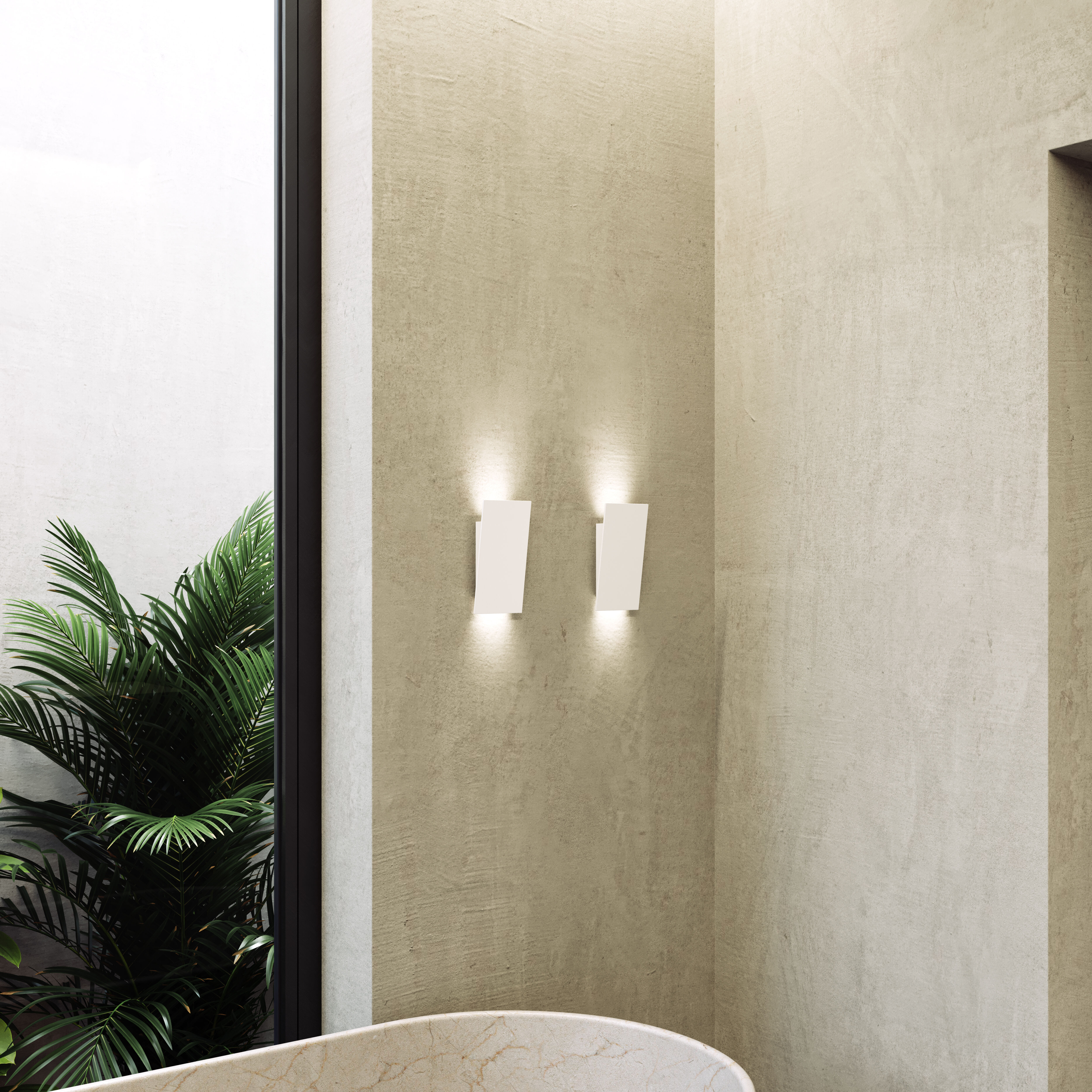 Angled Plane LED 4 inch Textured White Sconce Wall Light