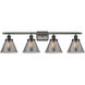 Ballston Large Cone 4 Light 36 inch Oil Rubbed Bronze Bath Vanity Light Wall Light in Plated Smoke Glass, Ballston