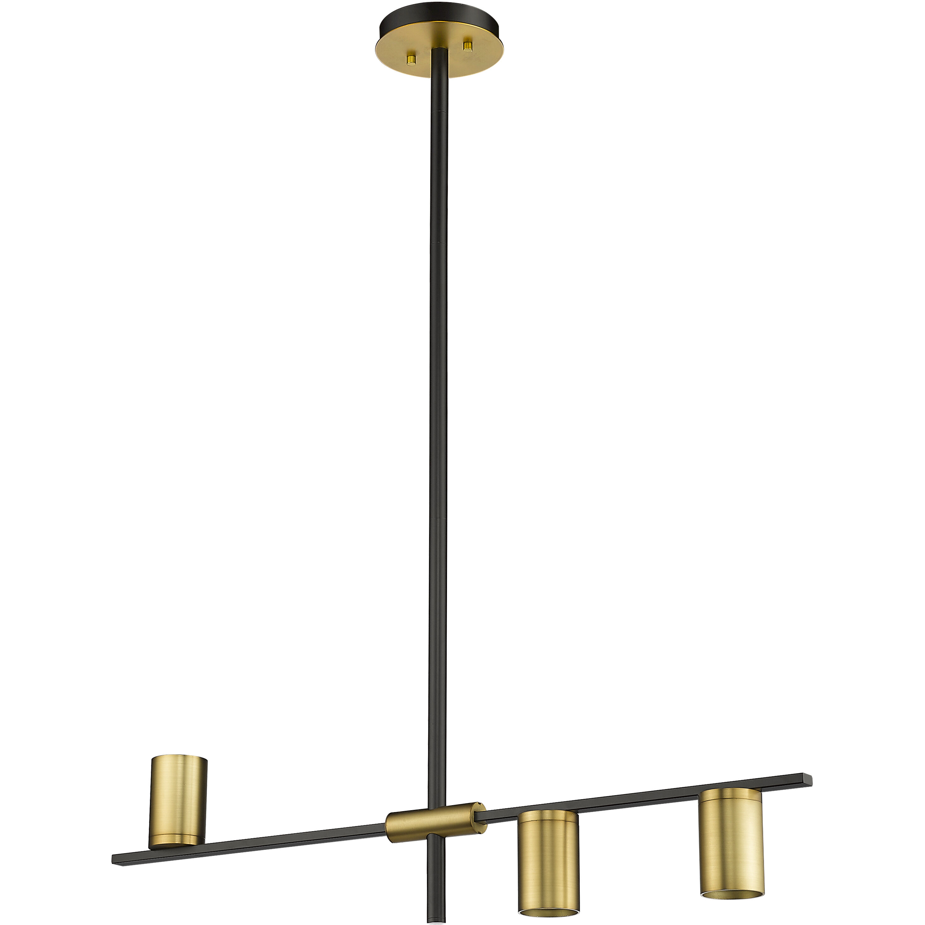 Calumet 3 Light 32 inch Matte Black and Olde Brass Linear Chandelier Ceiling Light