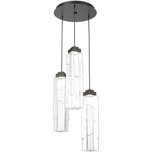 Ledgestone LED 16.5 inch Matte Black Chandelier Ceiling Light in Clear Ledgestone, 2700K LED, Round Multi-Port