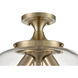 Ashford 3 Light 13 inch Modern Gold Indoor Semi-Flush Ceiling Light