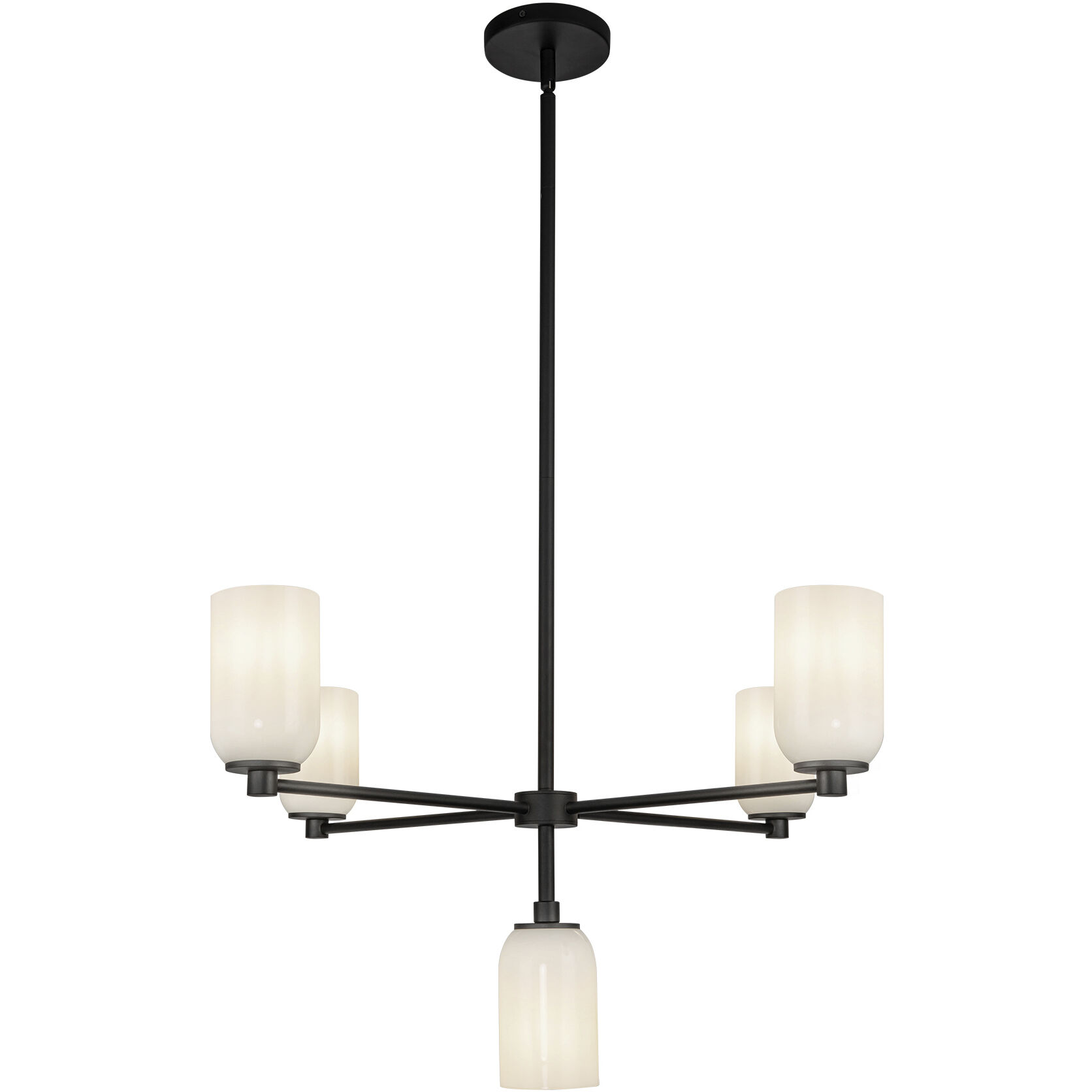 Nola 5 Light 30.63 inch Black/Glossy Opal Glass Chandelier Ceiling Light in Glossy Opal Glass Shade