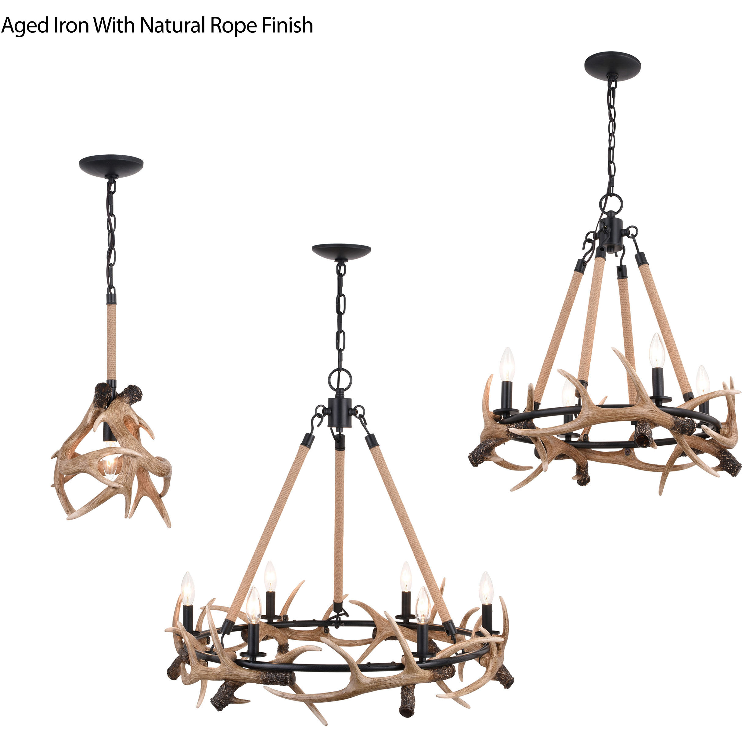 Breckenridge LED 30.5 inch Aged Iron Chandelier Ceiling Light in 6
