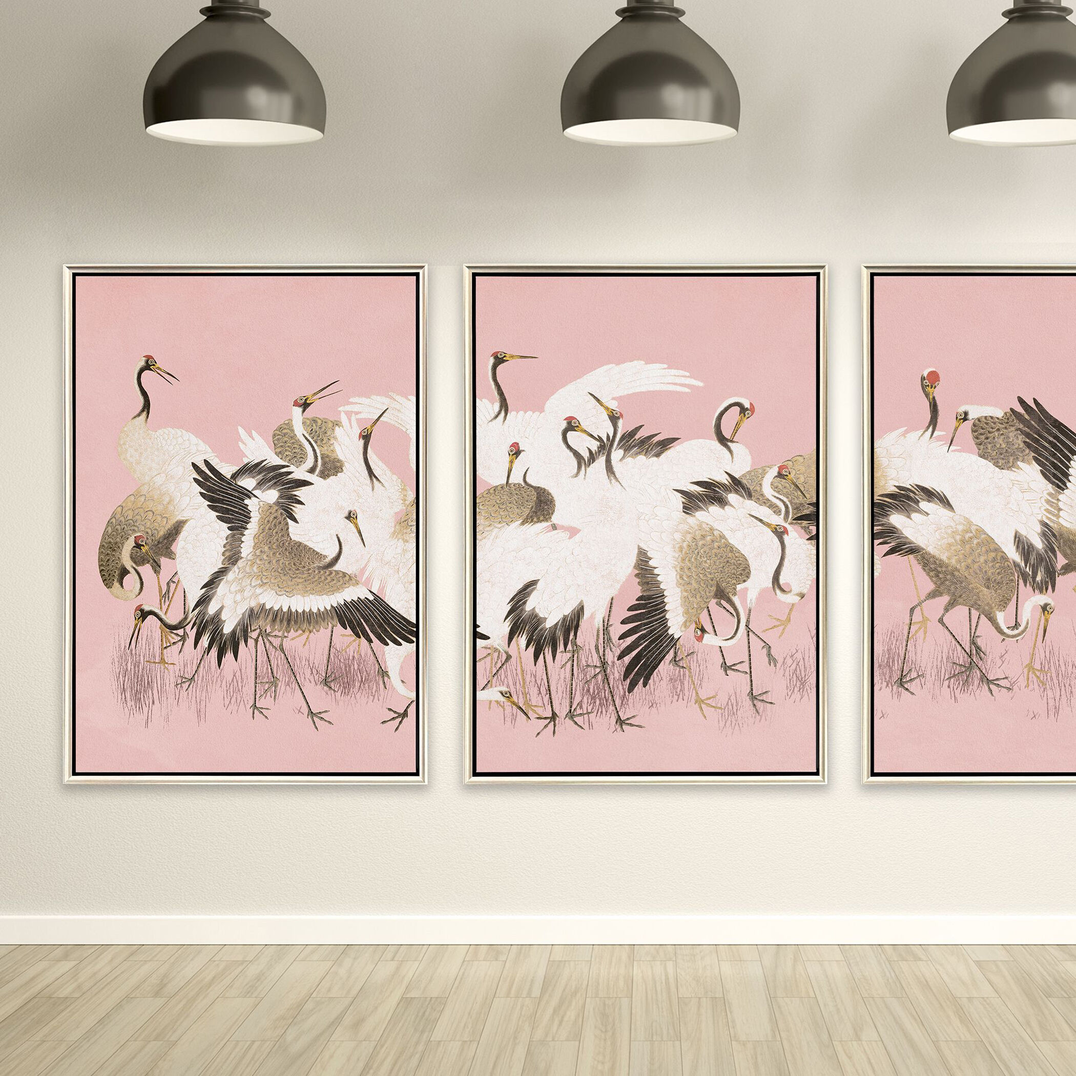 Curious Cranes Pink Canvas