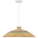 Stella 1 Light 22 inch Matte White and Natural Rattan Color Pendant Ceiling Light