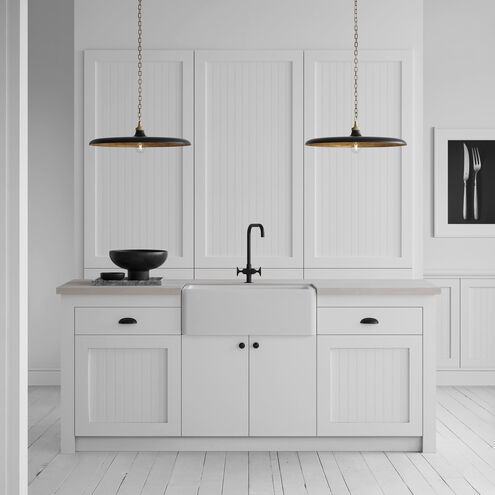 Thomas O'Brien Piatto LED 24 inch Hand-Rubbed Antique Brass Pendant Ceiling Light in Aged Iron, Large