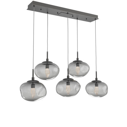 Nova LED LED Graphite Linear Pendant Ceiling Light in 3000K LED, Geo Inner - Smoke Outer, Multi-Port
