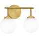 Eloise 2 Light 15 inch Aged Brass Bath Light Wall Light