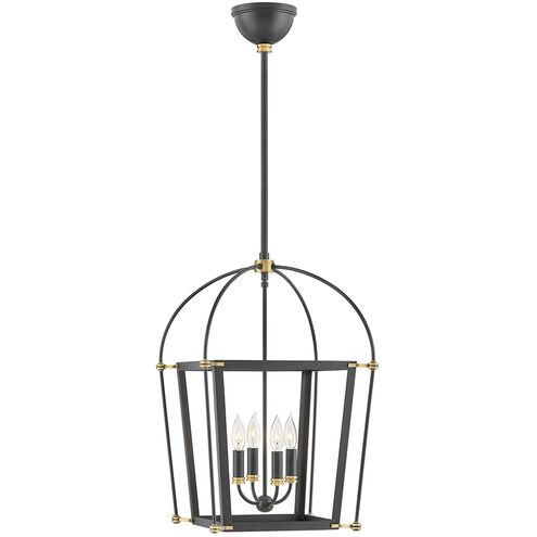 Selby LED 16 inch Black with Heritage Brass Indoor Pendant Ceiling Light