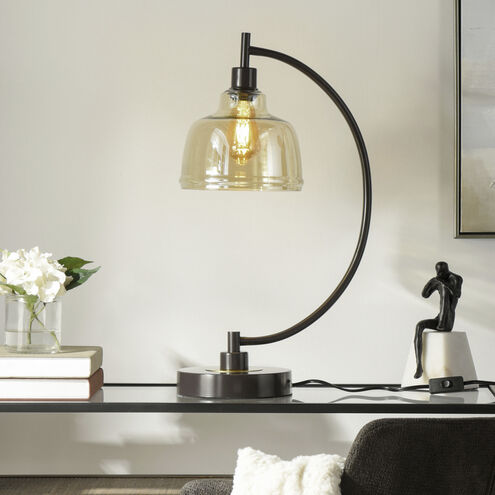 Black Water 26 inch 40 watt Black and Gold Table Lamp Portable Light