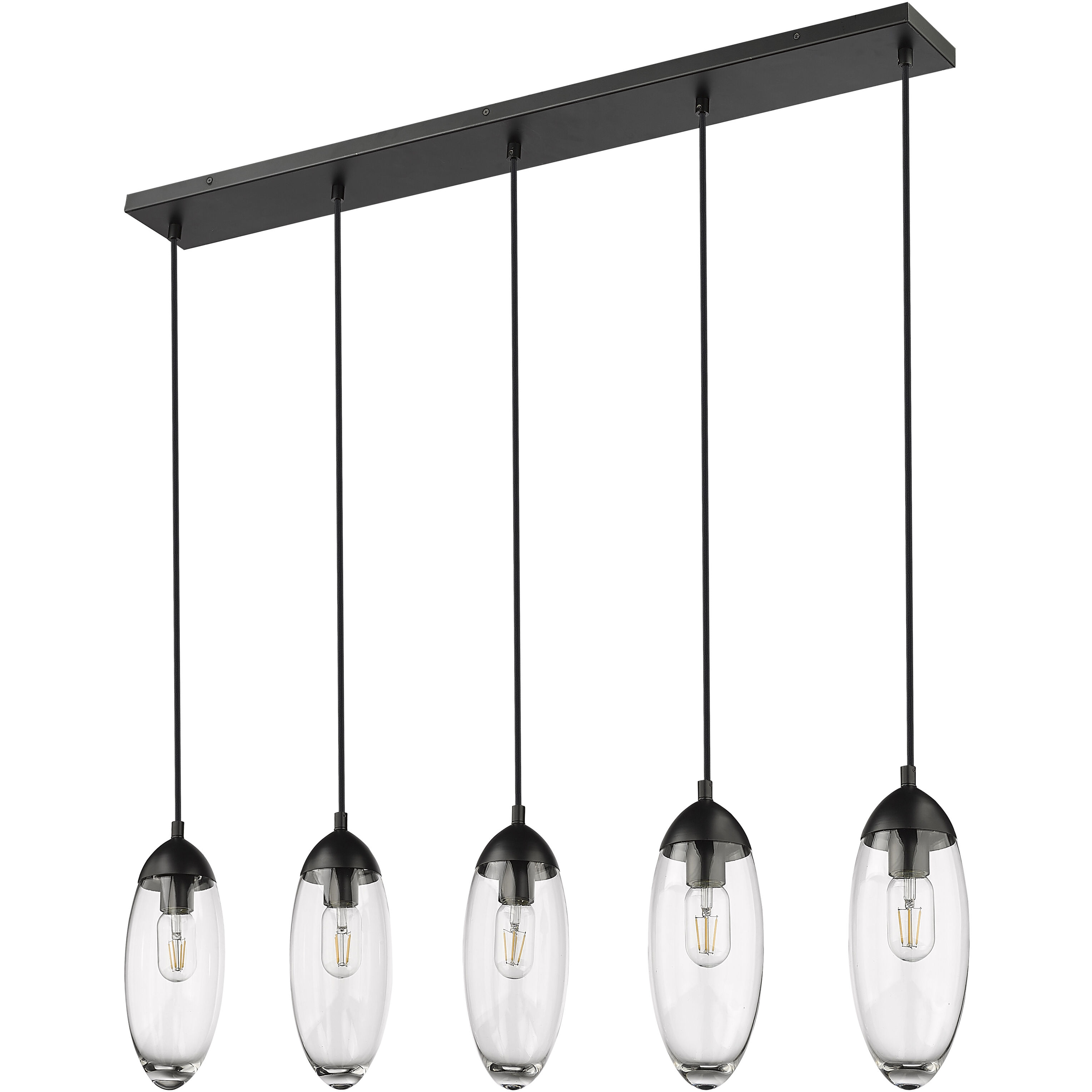 Arden 5 Light 42 inch Matte Black Linear Chandelier Ceiling Light