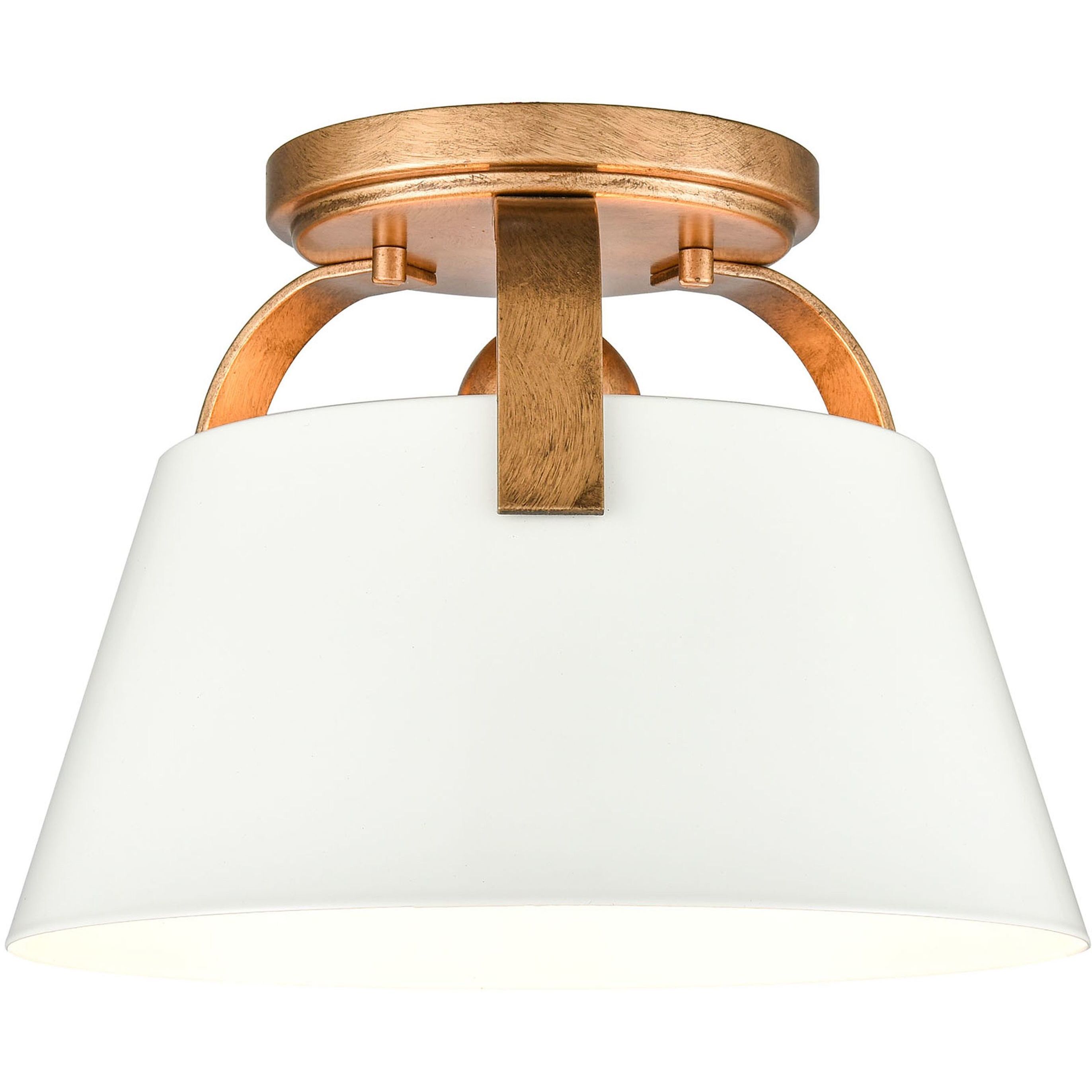 Jepson 1 Light 9.5 inch Antique Gold with Matte White Semi Flush Mount Ceiling Light