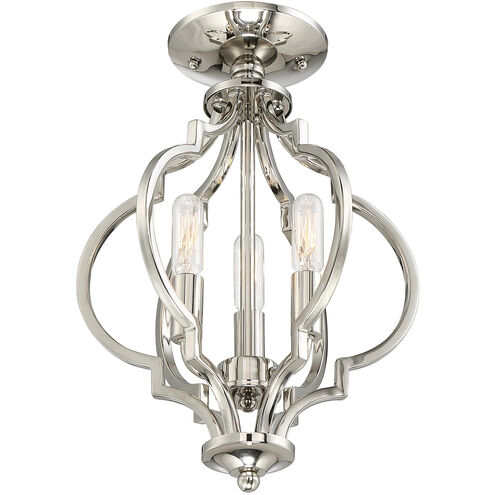 Transitional 3 Light 11 inch Polished Nickel Convertible Semi-Flush or Pendant Ceiling Light