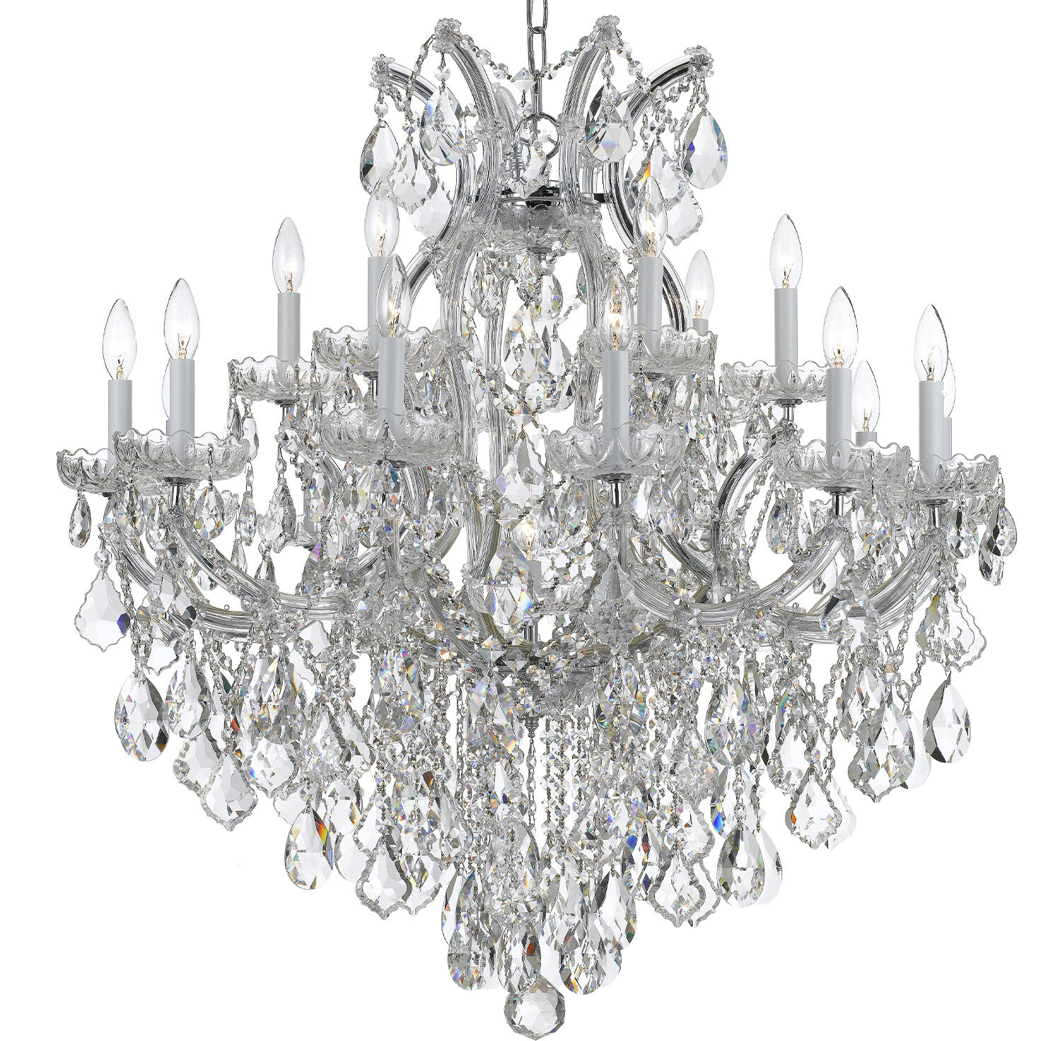 Maria Theresa 19 Light 38 inch Polished Chrome Chandelier Ceiling Light in Clear Hand Cut