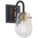 Bromyard 1 Light 13.63 inch Matte Black and Vintage Brass Wall Sconce Wall Light, Luz Studio