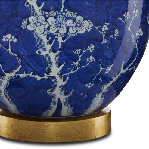 Sakura 31 inch Blue/White/Raffia Table Lamp Portable Light