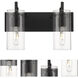 Auralume Press LED 16 inch Matte Black and Clear Bath Vanity Light Wall Light
