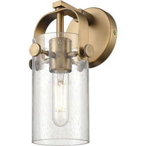 Pilaster II Cylinder 1 Light 4.5 inch Brushed Brass Sconce Wall Light in Seedy Glass