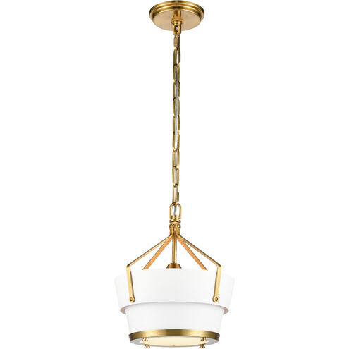 Marin 1 Light 10.5 inch Satin Brass Pendant Ceiling Light in Matte White/Satin Brass
