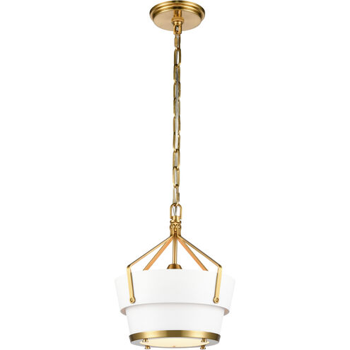 Marin 1 Light 11 inch Matte White with Satin Brass Pendant Ceiling Light in Matte White/Satin Brass