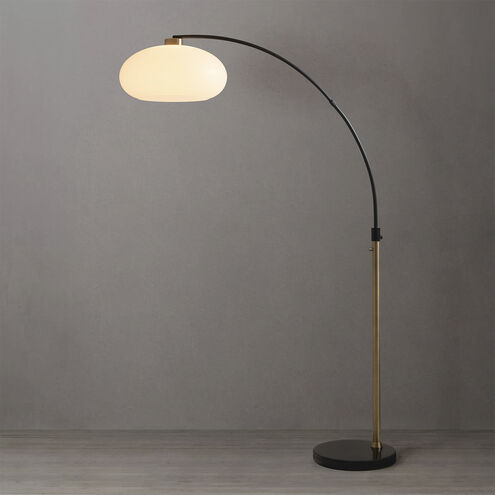 Morelli 76 inch 14.00 watt Weathered Brass and Matte Black Arc Floor Lamp Portable Light