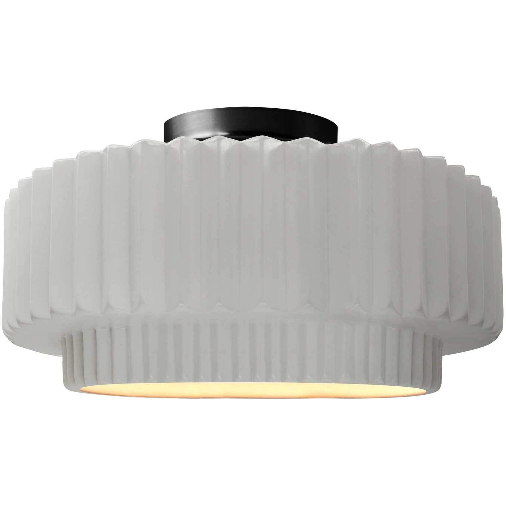 Radiance Collection - Pleated Tier LED 12 inch Bisque Semi-Flush Ceiling Light, Form+Finish+Function