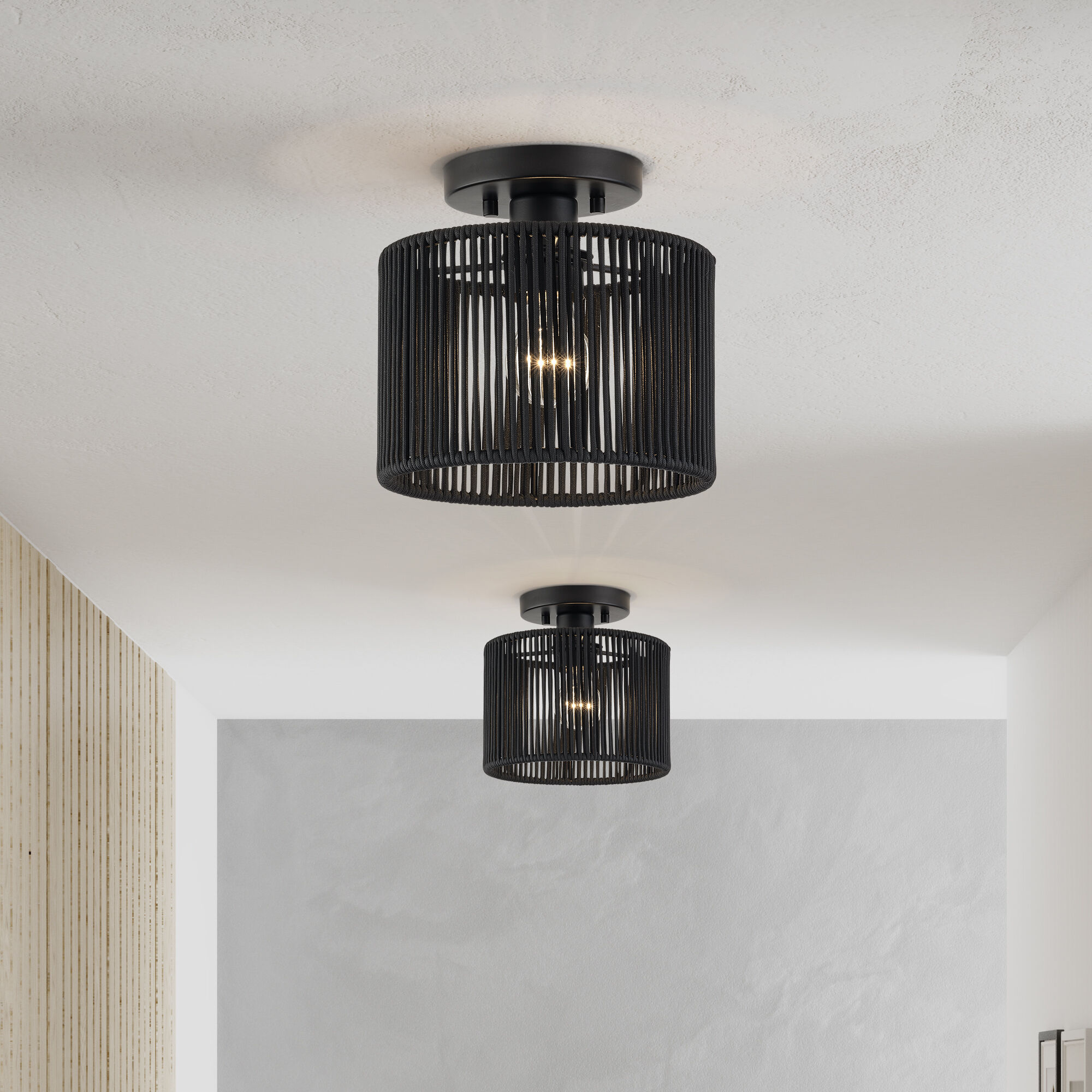 Acordia 1 Light 8.5 inch Black Semi Flush Mount Ceiling Light, Small