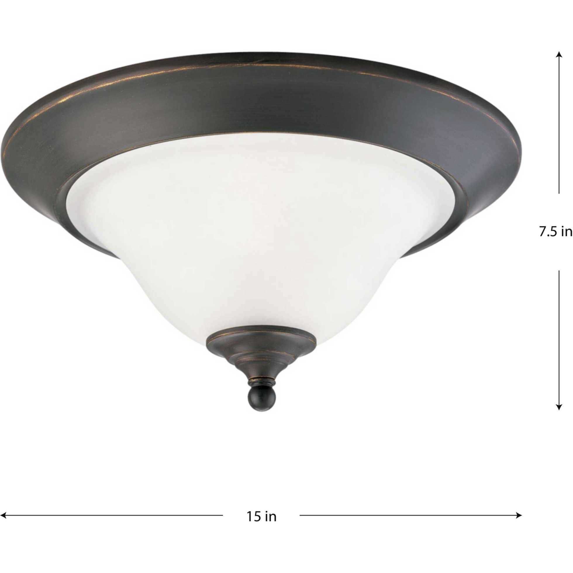 Trinity 2 Light 15 inch Antique Bronze Flush Mount Ceiling Light