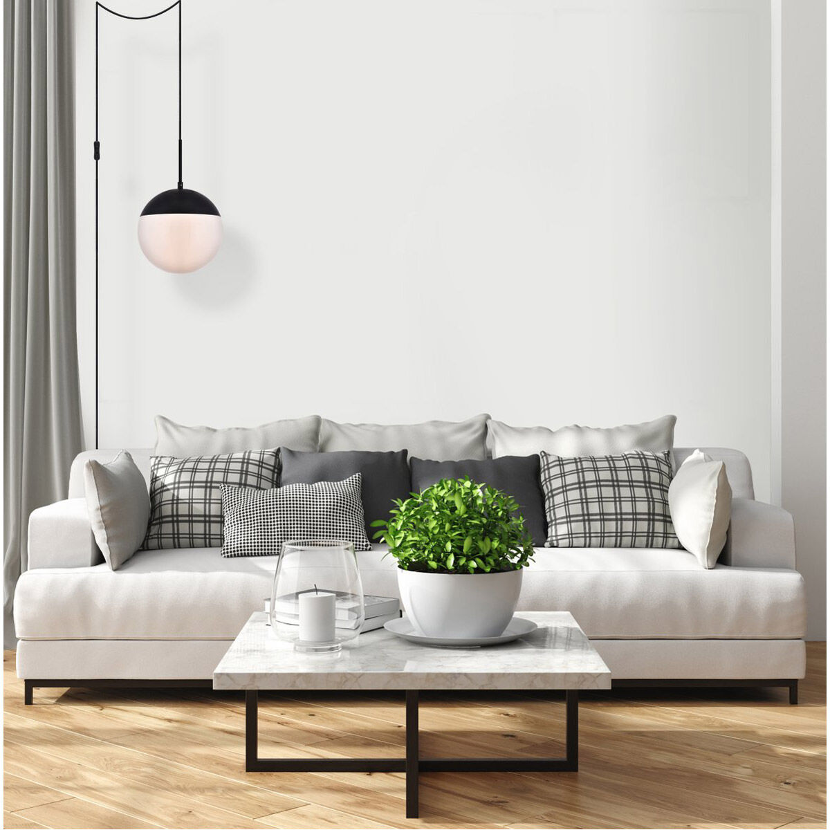 Eclipse 1 Light 10 inch Black and Frosted White Pendant Ceiling Light