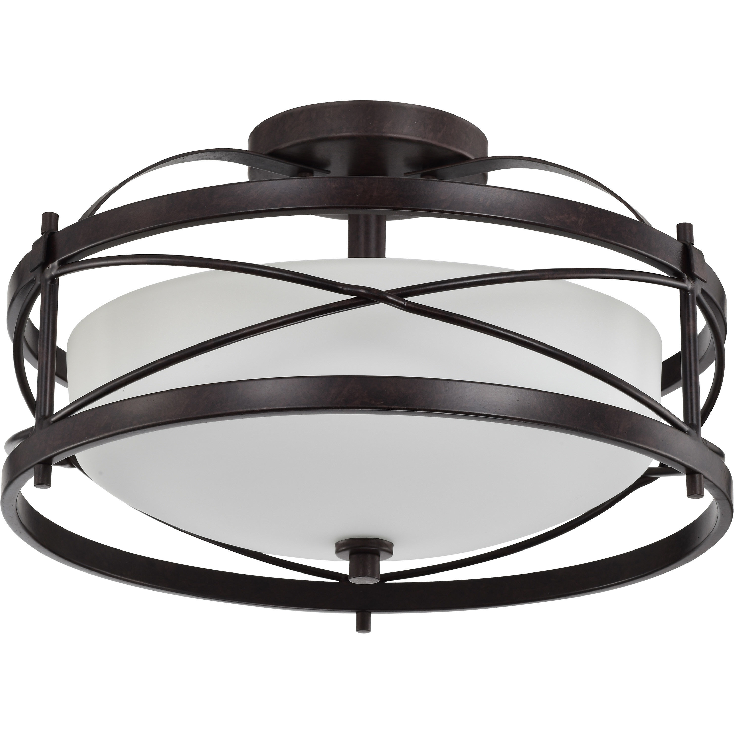 Ginger 2 Light 14 inch Old Bronze Semi Flush Mount Ceiling Light