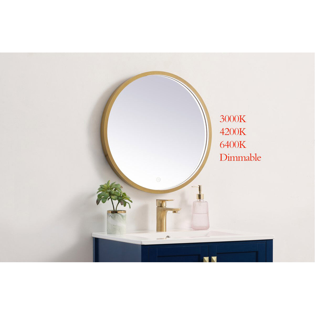 Pier 21 X 21 inch Brass LED Mirror