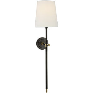 Visual Comfort Signature Collection Thomas O'Brien Bryant 1 Light 6.5 inch Bronze and Hand-Rubbed Antique Brass Tail Sconce Wall Light in Linen, Large TOB2024BZ/HAB-L - Open Box