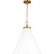 C&M by Chapman & Myers Wellfleet 1 Light 19.5 inch Matte White and Burnished Brass Pendant Ceiling Light in Matte White / Burnished Brass