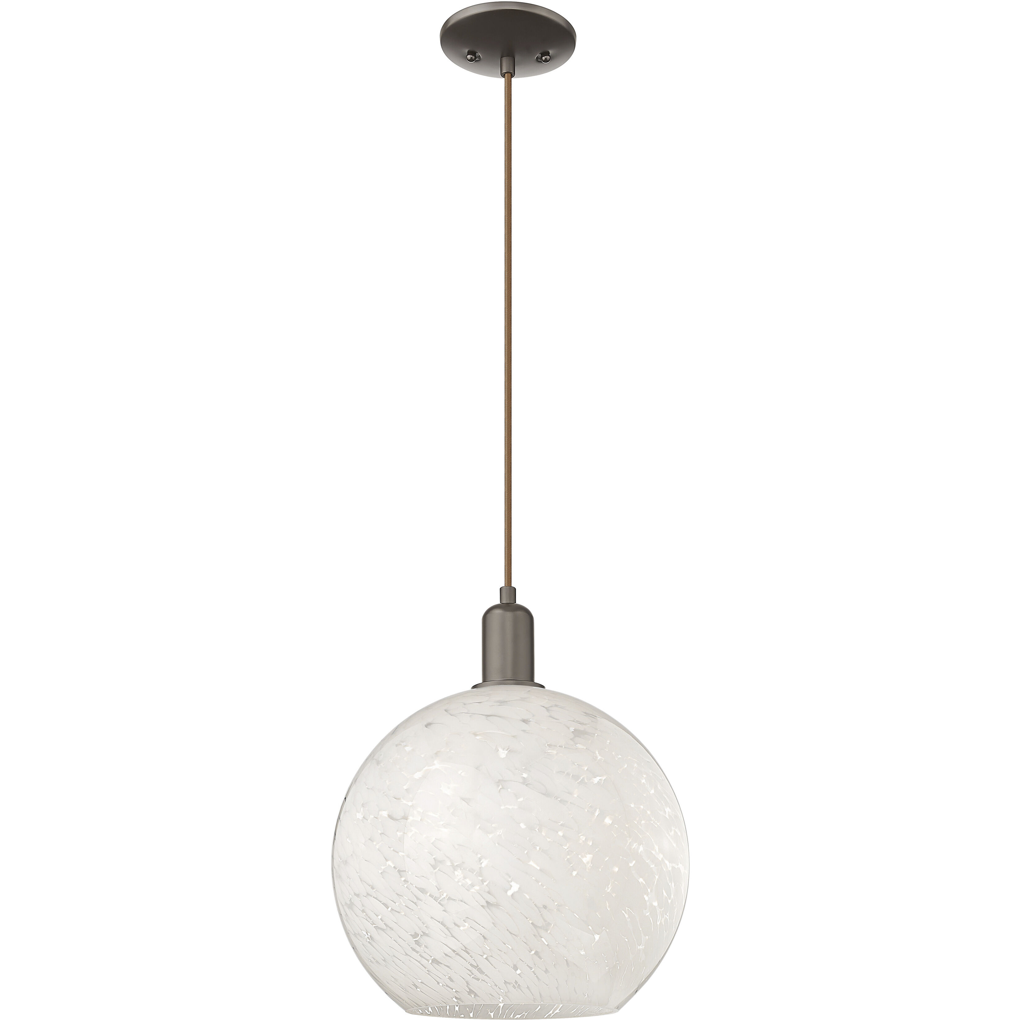 Arcadia White Mouchette 1 Light 12 inch Oil Rubbed Bronze Mini Pendant Ceiling Light