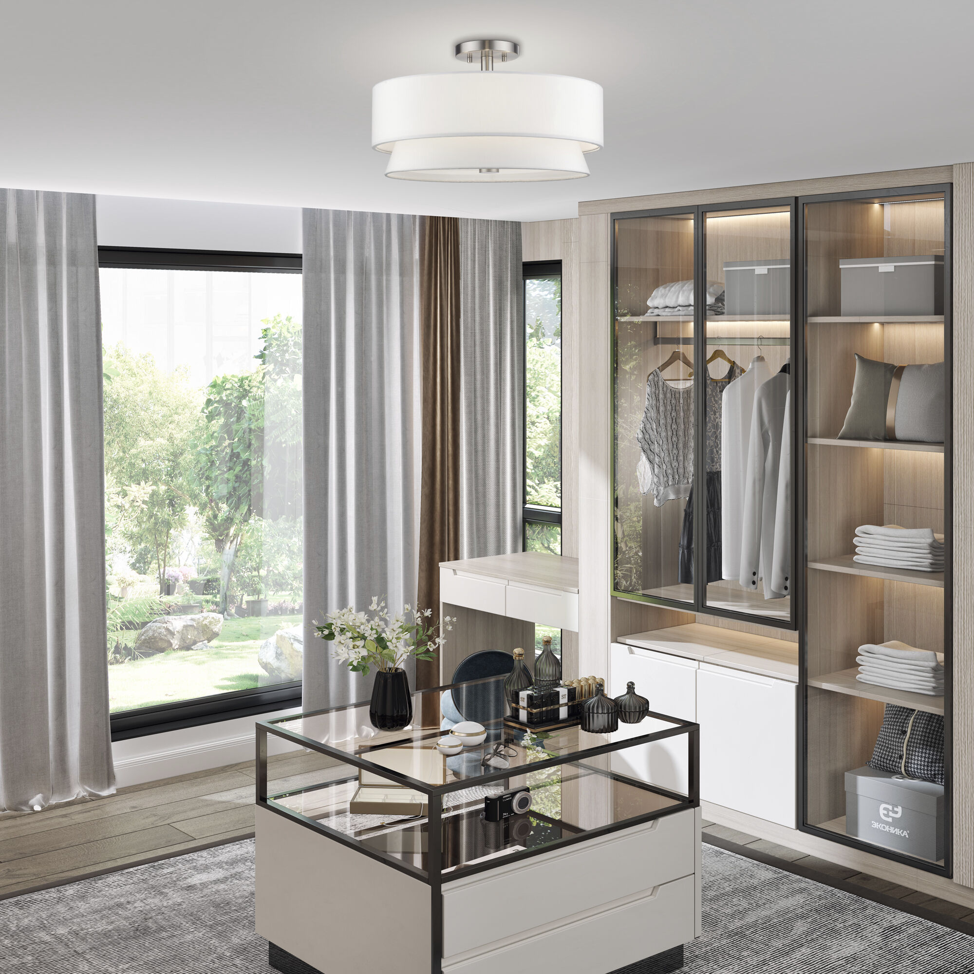 Fontana 4 Light 18 inch Brushed Nickel Semi-Flush Ceiling Light