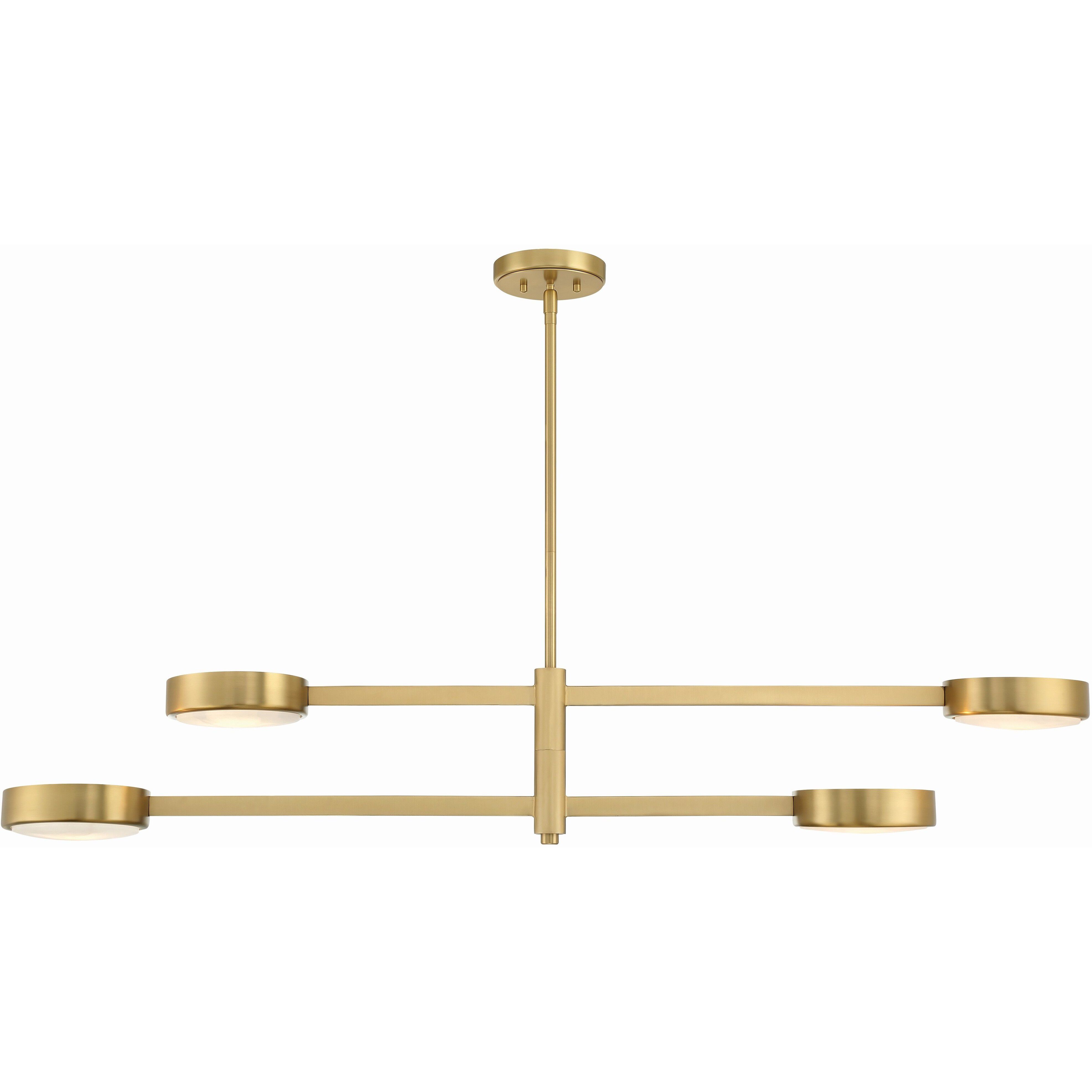 Orson 4 Light 54 inch Modern Gold Linear Chandelier Ceiling Light