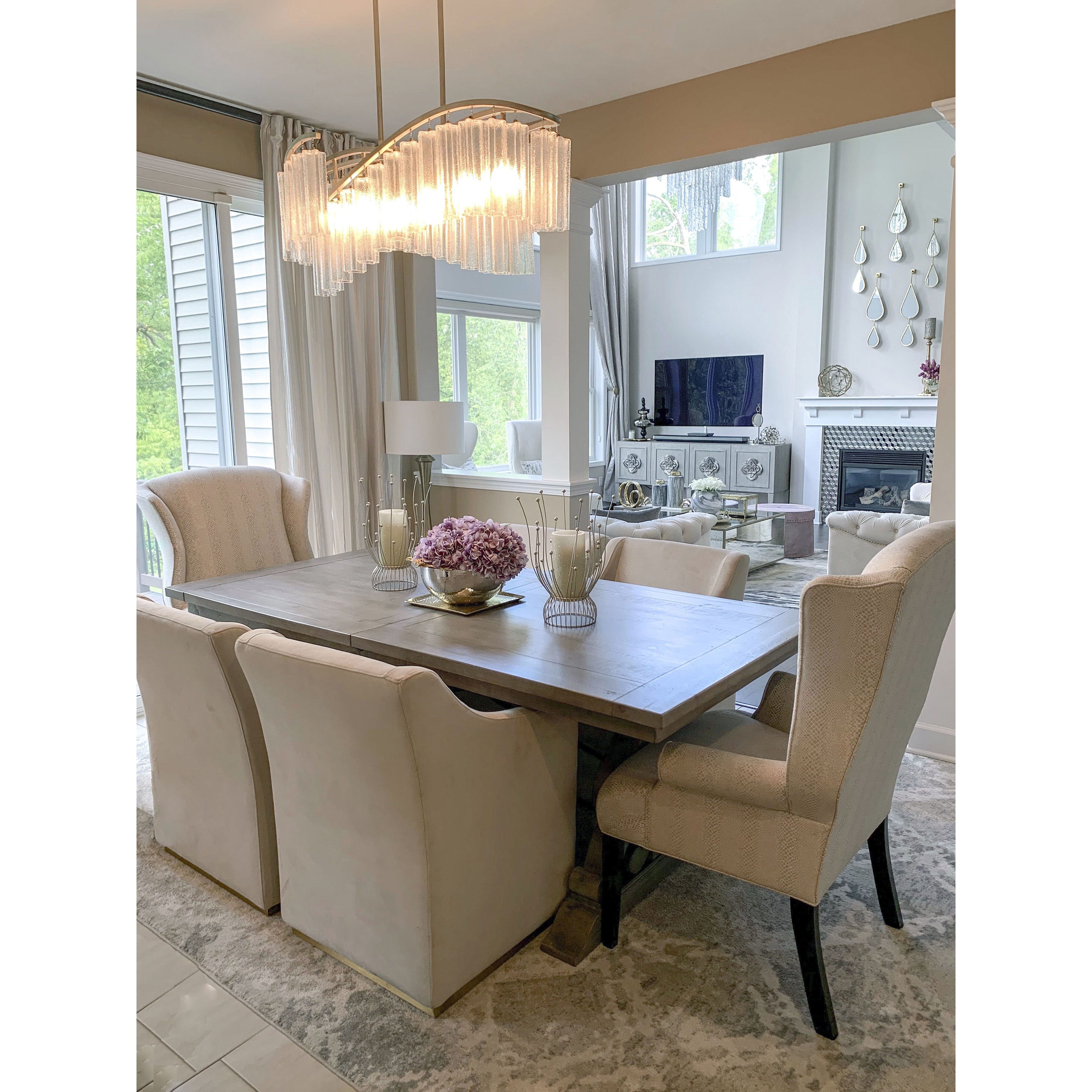 Victoria 6 Light 41 inch Golden Silver Linear Pendant Ceiling Light