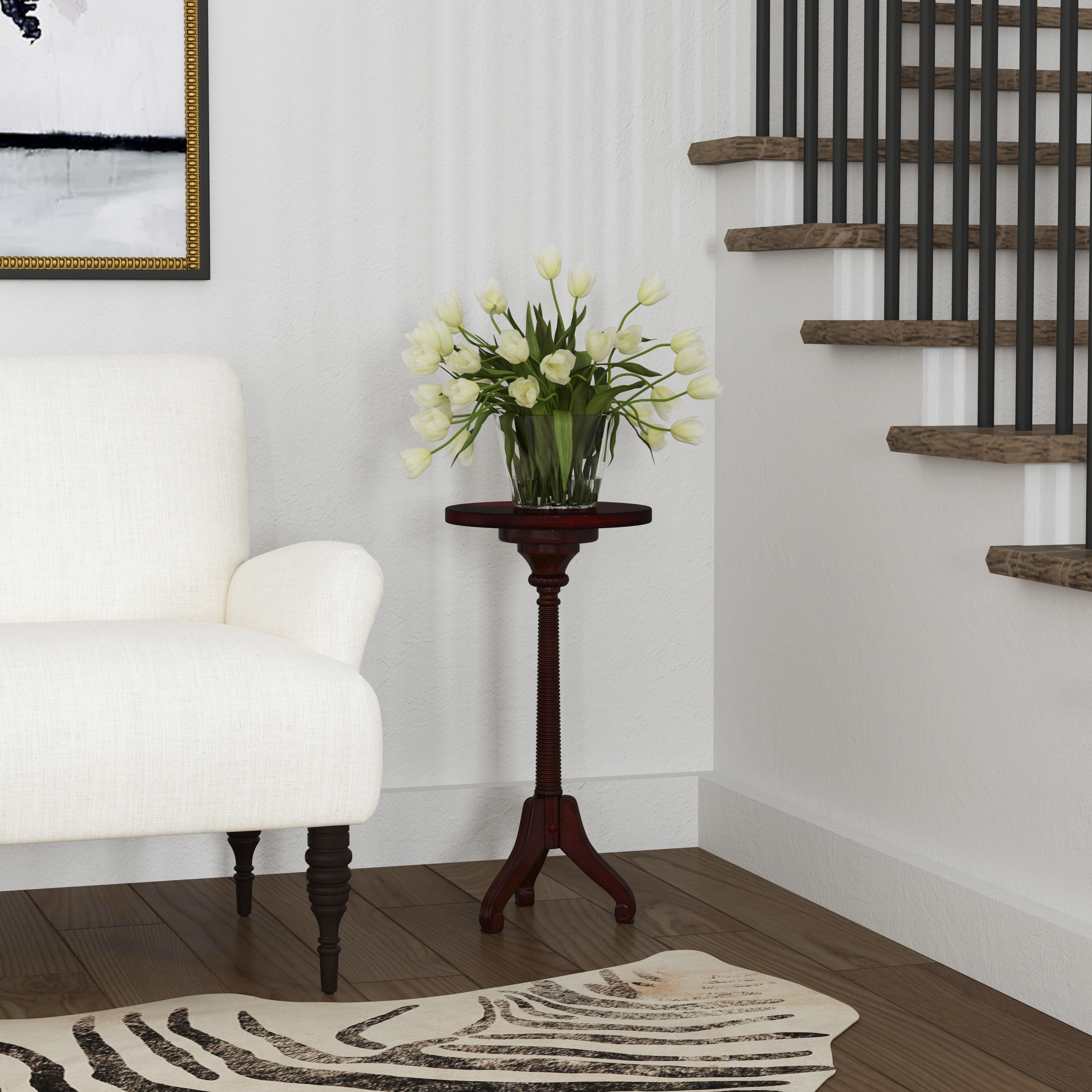 Florence Pedestal Side Table in Medium Brown